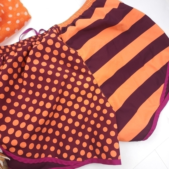 Nike Dry Fit Orange Purple Dot Stripe Women's Shorts Sz M - Picture 9 of 11